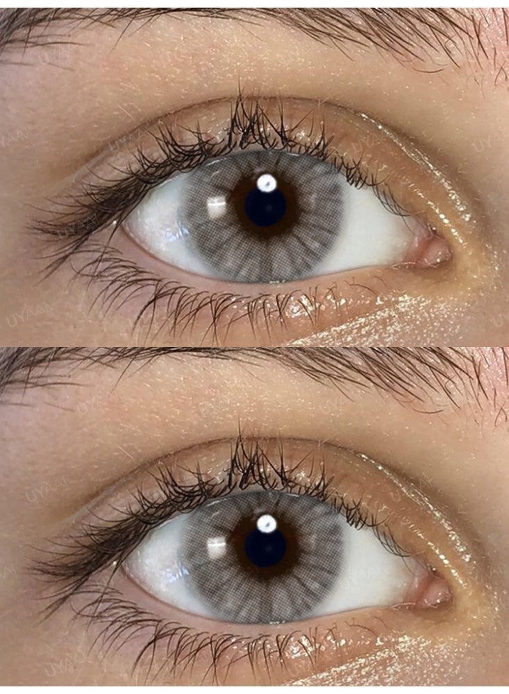 UYAAI ICE Gray Yearly Colored Contact Lenses, Unisex Cosmetic Contact Lenses, Natural Fashion Lenses, 42% Water Soft Lenses - Image 3